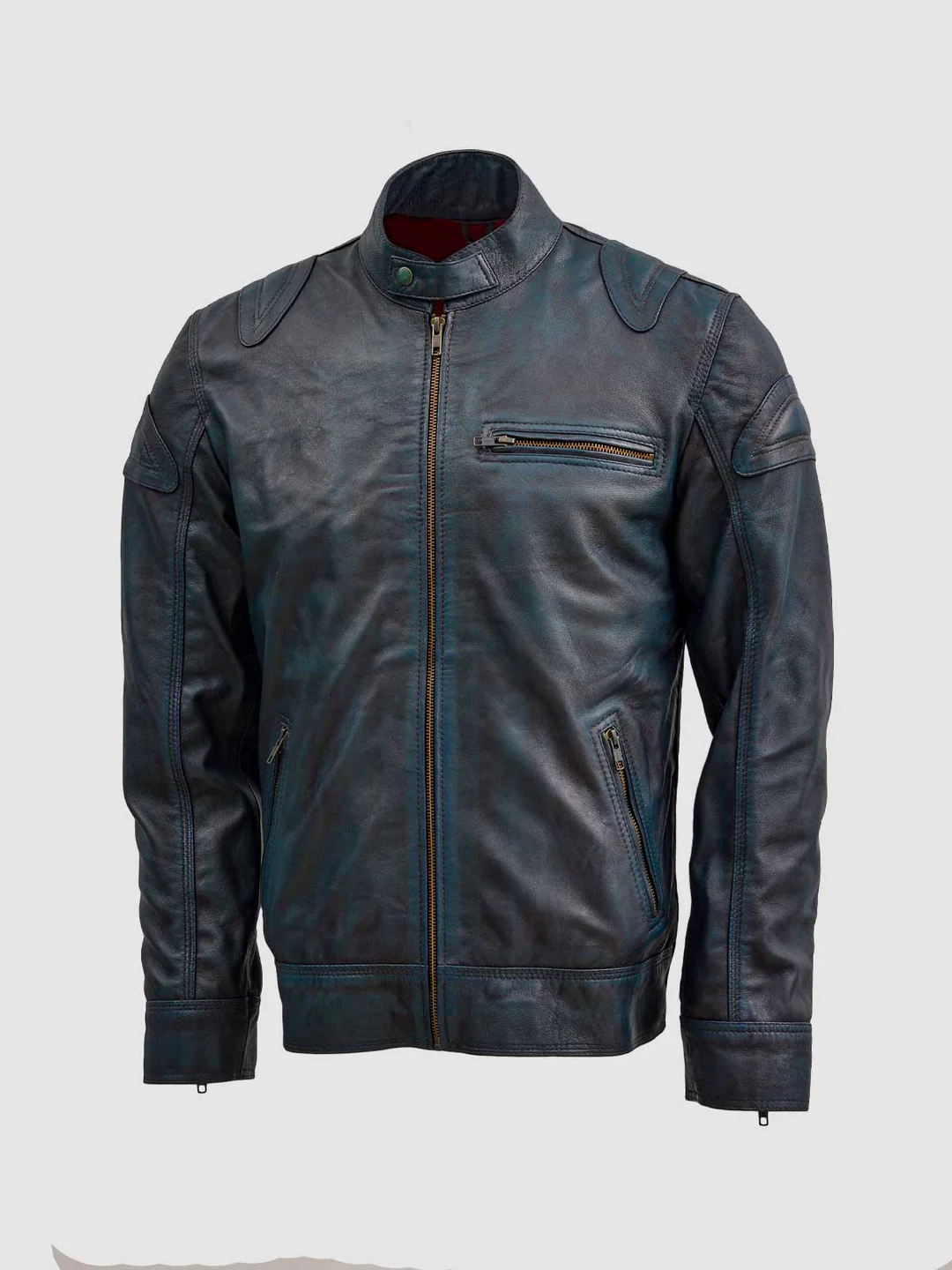 waxed blue leather jacket waxed blue leather jacket