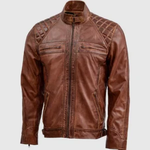 waxed leather biker jacket
