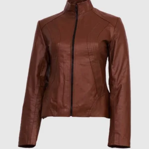 Home cropped olive leather jacket